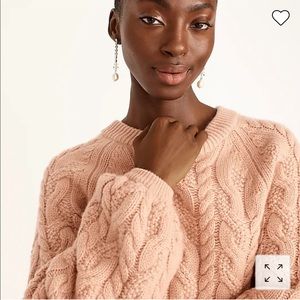 J Crew Cashmere balloon-sleeve cable-knit sweater
